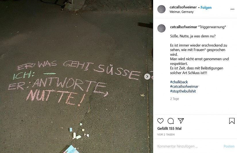 Screenshot - Instagram-Account »catcallsofweimar« Screenshot - Instagram-Account »catcallsofweimar«
