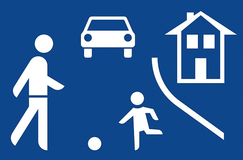 Verkehrsschild: Verkehrsberuhigte Zone Verkehrsschild: Verkehrsberuhigte Zone