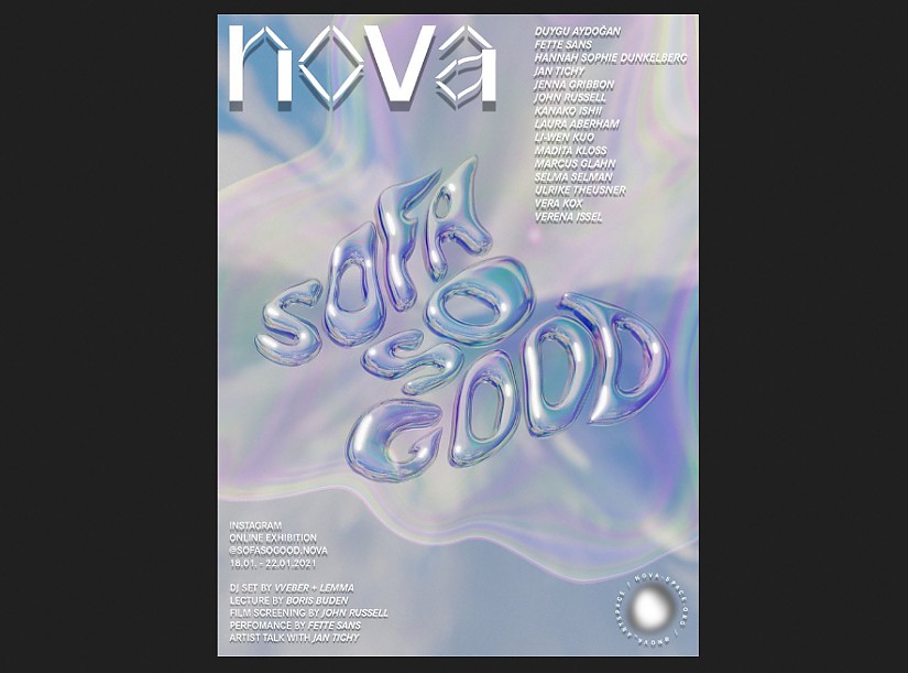 Der NOVA art space präsentiert die Online-Ausstellung »SOFA SO GOOD« auf Instagram; Grafik: Bela Moritz