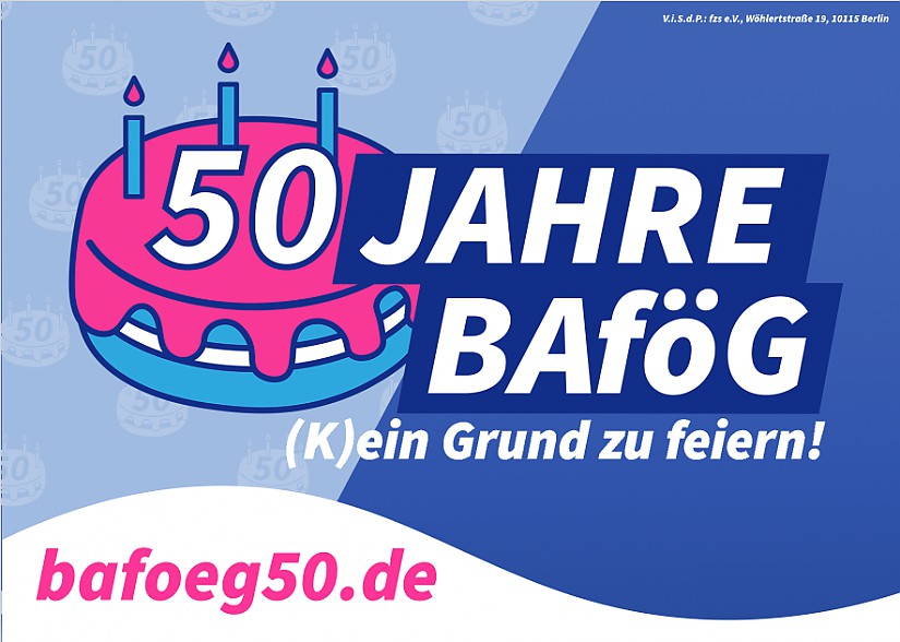 Flyer: 50 Jahre BAföG – kein Grund zu feiern!