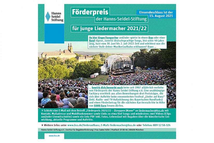 Flyer: Förderpreis für junge Liedermacher:innen Flyer: Förderpreis für junge Liedermacher:innen