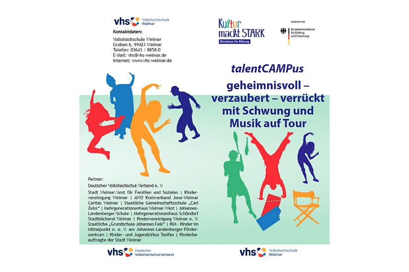 Flyer: talentCAMPus 2021, Quelle: VHS Weimar Flyer: talentCAMPus 2021, Quelle: VHS Weimar