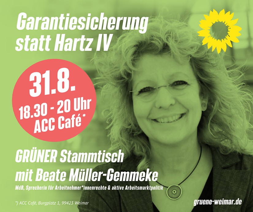 Grünen Stammtisch: Garantiesicherung statt Hartz IV (Bild: BÜNDNIS 90 / DIE GRÜNEN Weimar)