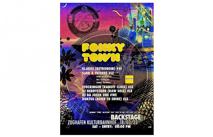 Zughafen-Plakat: FONKY TOWN 2. Runde Zughafen-Plakat: FONKY TOWN 2. Runde