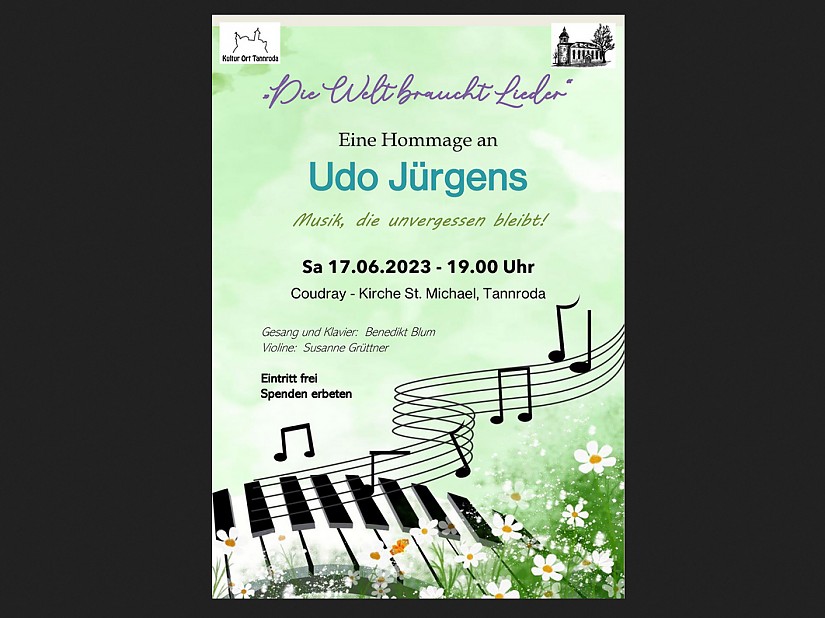 Plakat: Die Welt braucht Lieder - Eine Hommage an Udo Jürgens Plakat: Die Welt braucht Lieder - Eine Hommage an Udo Jürgens