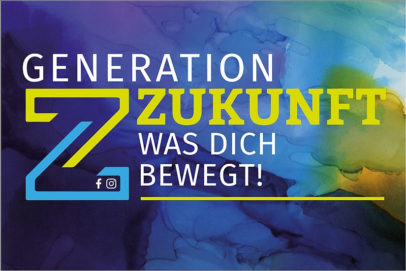Ausstellungs-Banner: Generation Zukunft - Was dich bewegt!, Grafik: Marianne Conrad
