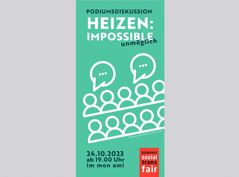 Flyer: Podiumsdiskussion  Heizen