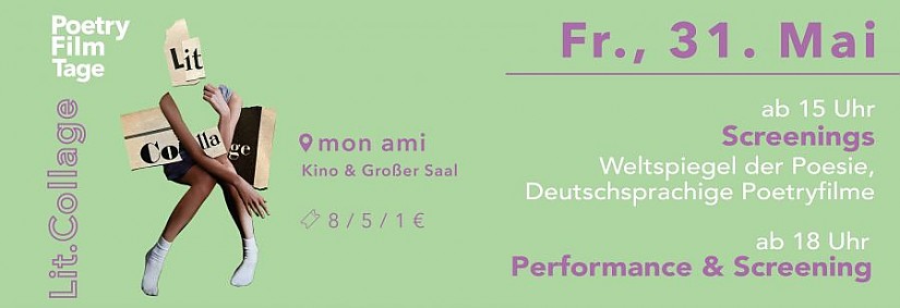 Banner: »Poetryfilmtage« laden zum Collage- und Poesiefestival »Lit.Collage«