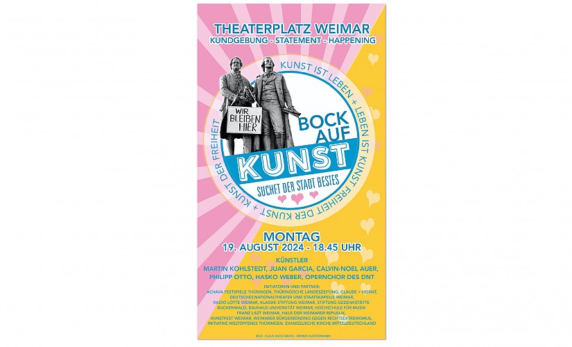 Flyer: »Bock auf Kunst – Suchet der Stadt Bestes«, Plakat: Dennis Klostermann, Foto: Claus Bach Flyer: »Bock auf Kunst – Suchet der Stadt Bestes«, Plakat: Dennis Klostermann, Foto: Claus Bach
