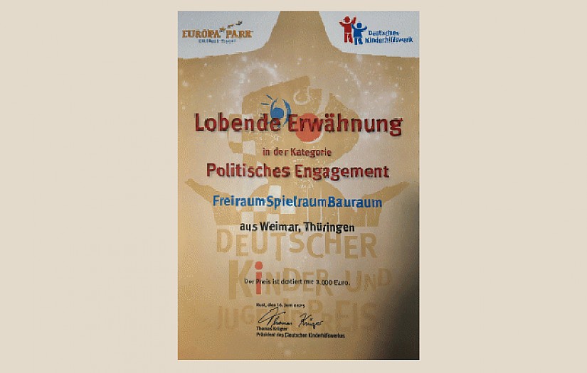Lobende Erwähnung, Quelle: https://www.bauhauskinder-weimar.de/news/ Lobende Erwähnung, Quelle: https://www.bauhauskinder-weimar.de/news/