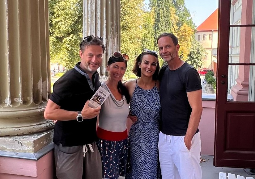 Das Jedermann-Team zu Gast bei Radio LOTTE, v.l.n.r.: Nicolai Tegeler, Claudia Hauboldt, Maya Forster, Julian Weigand, Foto: Stefan Schmidt