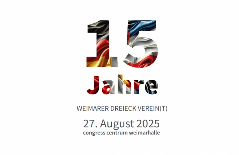 Banner: 15. Jahrestag des Vereins Weimarer Dreieck Banner: 15. Jahrestag des Vereins Weimarer Dreieck