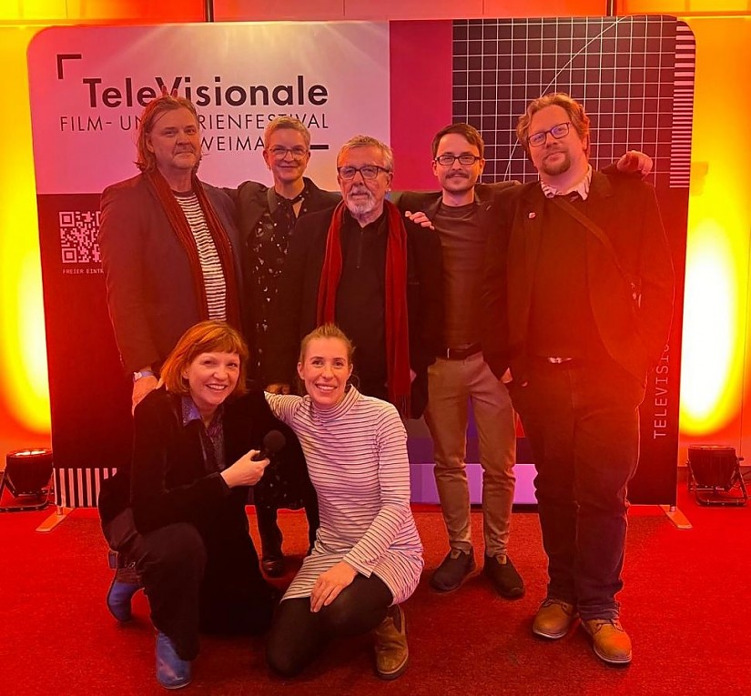 Stefan Schmidt, Claudia Quasthoff, Gerd Klein, Lukas Bopp, Michael Tuscher, Lena Liberta und Maria Smalley auf der TeleVisionale, Bild: Radio LOTTE