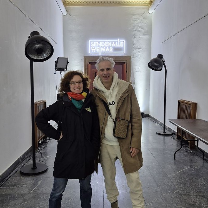 Sarah Lübke mit Vorstand Martin Kranz in der Sendehalle, Foto: Lukas Bopp