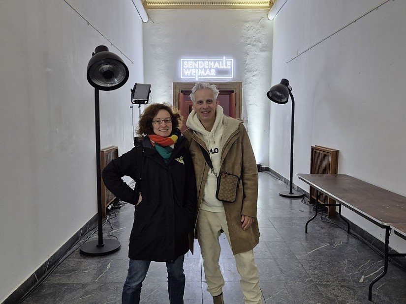 Sarah Lübke mit Vorstand Martin Kranz in der Sendehalle, Foto: Lukas Bopp