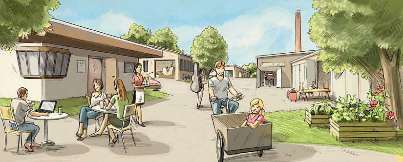 Gelände des alten VEB Wägetechnik, Illustration: Matthias Seifert