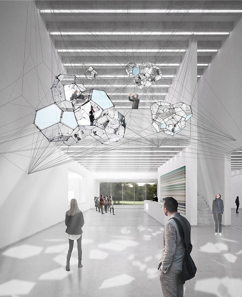 Gewinnerentwurf "Wolkencluster" von Tómas Saraceno für das Neue Bauhausmuseum, Foto: KSW, Courtesy Tomás Saraceno; Andersen’s Contemporary, Copenhagen; Ruth Benzacar, Buenos Aires, Tanya Bonakdar Gallery, New York, Pinksummer Contemporary Art, Genoa, Esther Schipper, Berlin