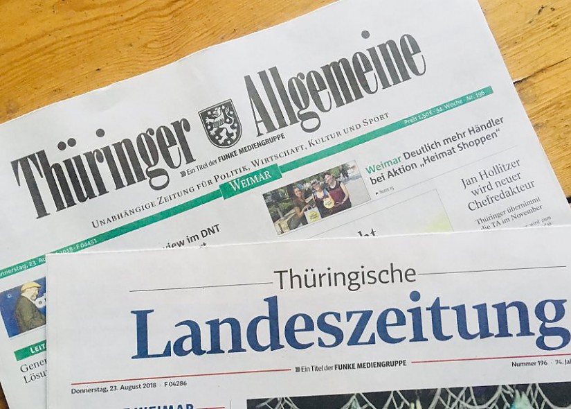 Ausgaben der Thüringer Allgemeine und Thüringer Landeszeitung, Foto: Radio Lotte