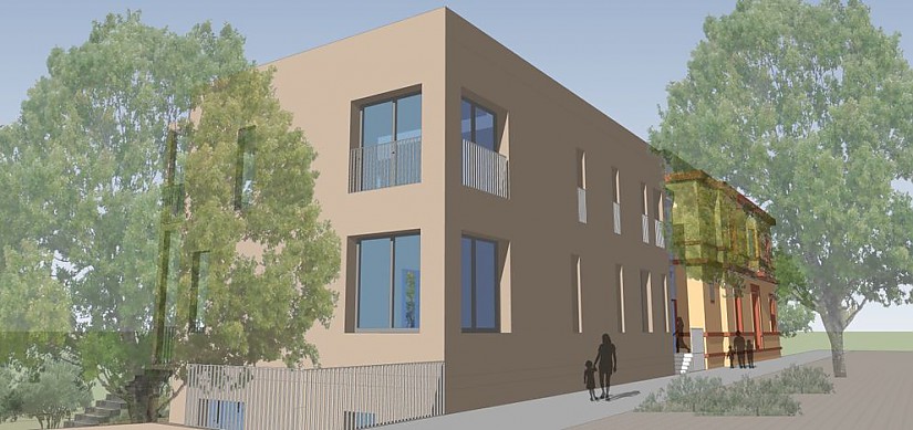 Villa Lustig: Ansicht Nordost, Schopenhauerstraße, Grafik: Vierquadrat Architekten, Weimar Villa Lustig: Ansicht Nordost, Schopenhauerstraße, Grafik: Vierquadrat Architekten, Weimar