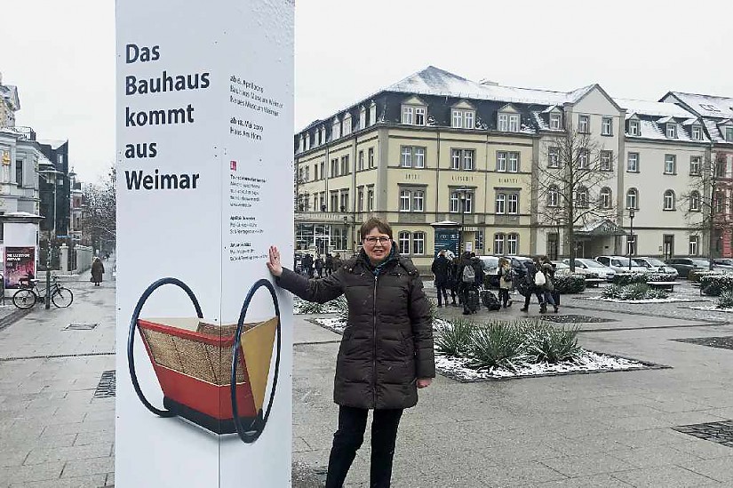 Bauhaus-Säule am Bahnhof Weimar, Foto: weimar GmbH/Uta Kühne Bauhaus-Säule am Bahnhof Weimar, Foto: weimar GmbH/Uta Kühne