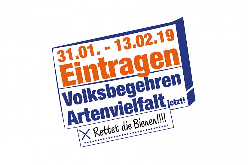 Logo: Volksbegehren Artenvielfalt »Rettet die Bienen!« Logo: Volksbegehren Artenvielfalt »Rettet die Bienen!«