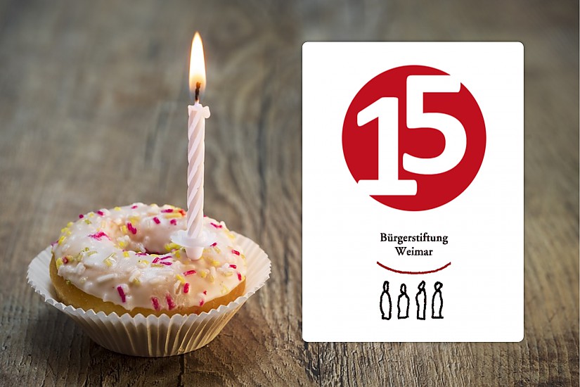 15 Jahre Bürgerstiftung Weimar, Grafik/Logo: Bürgerstiftung, Foto: Pixabay