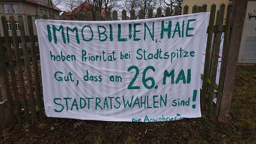 Protestbanner "Böhlauwäldchen", Foto: Anwohner