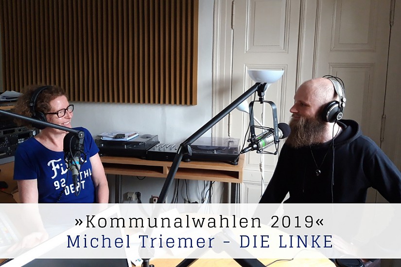 Kommunalwahlen 2019:Michel Triemer (DIE LINKE) zu Gast im Studio mit Anka Suckow, Foto: Radio LOTTE Kommunalwahlen 2019:Michel Triemer (DIE LINKE) zu Gast im Studio mit Anka Suckow, Foto: Radio LOTTE