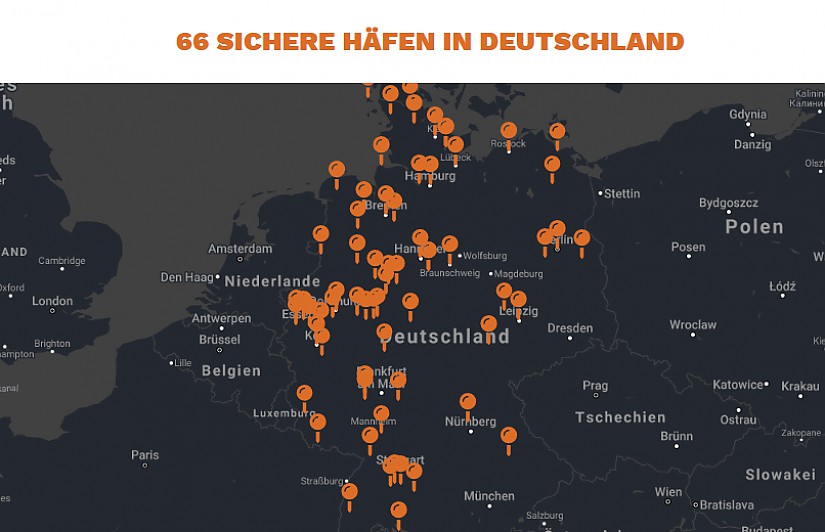 Screenshot: Sichere Häfen Deutschlands, Quelle : www.seebruecke.org
