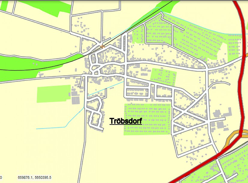 Screenshot Karte Tröbsdorf, Quelle: GeoPortal weimar Screenshot Karte Tröbsdorf, Quelle: GeoPortal weimar