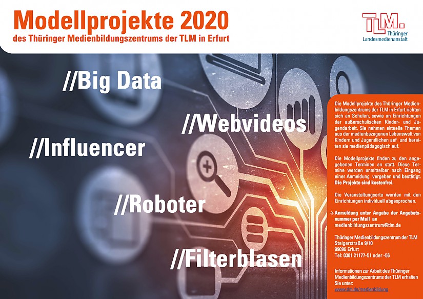 Flyer Modellprojekte des Thüringer Medienbildungszentrums der TLM