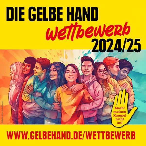 Flyer: Aufruf zum Wettbewerb „Die Gelbe Hand“ 2024/2025