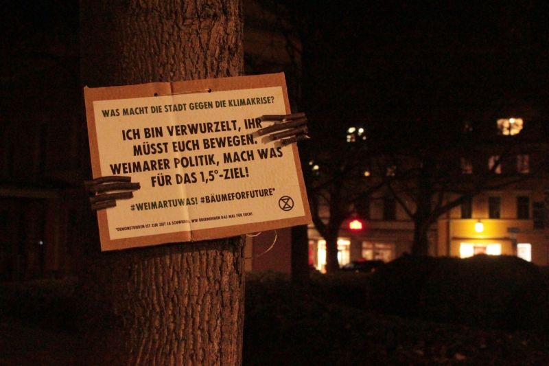 Bäume in Weimar üben den Aufstand (Foto: Extinction Rebellion Weimar)