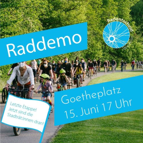 Flyer: Raddemo, Goetheplatz, 15. Juni ab 17 Uhr (Quelle: Radentscheid Weimar) 