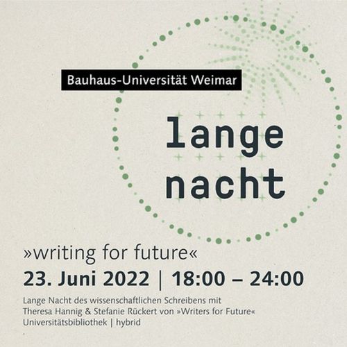 Flyer: Lange Nacht des wissenschaftlichen Schreibens - "wiriting for future" (Quelle: Bauhaus-Universität Weimar) 