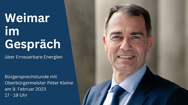 Banner: "Weimar im Gespräch" über Erneuerbare Energien (Quelle: Stadt Weimar) Banner: "Weimar im Gespräch" über Erneuerbare Energien (Quelle: Stadt Weimar)