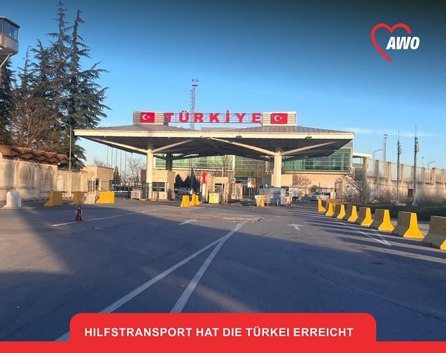 AWO-Hilfstransport erreicht Türkei (Quelle: AWO Regionalverband Mitte-West-Thüringen)