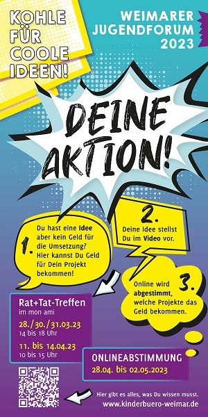 Kohle für coole Ideen. Weimarer Jugendforum 2023 (Quelle: Lokaler Aktionsplan Weimar)  