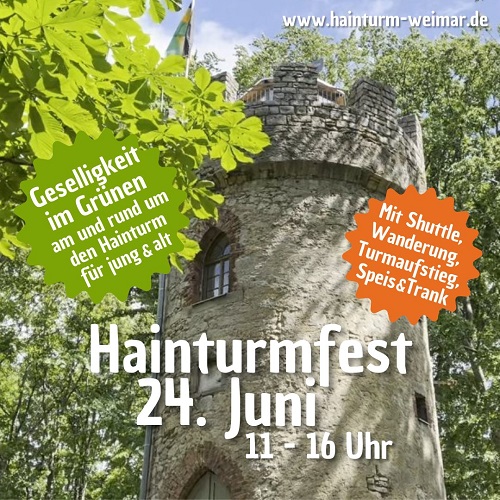 Flyer: Hainturmfest am 24. Juni, 11 bis 16 Uhr (Quelle: Ortsteilrat Oberweimar-Ehringsdorf)