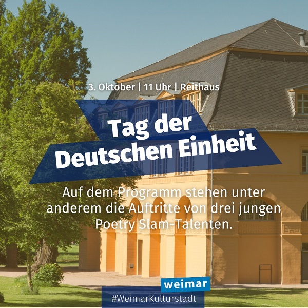 Flyer: Feierstunde zum Tag der Deutschen Einheit (Quelle: Stadt Weimar) Flyer: Feierstunde zum Tag der Deutschen Einheit (Quelle: Stadt Weimar)