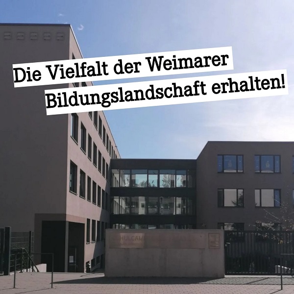 Flyer: "Die Vielfalt der Weimarer Bildungslandschaft erhalten" (Quelle: DIE LINKE. Fraktion im Weimarer Stadtrat)