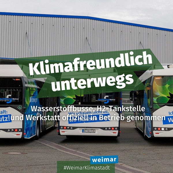 Wassserstoff-Busse, H2-Tankstelle und Werkstatt offiziell in Betrieb genommen (Quelle: Stadt Weimar)