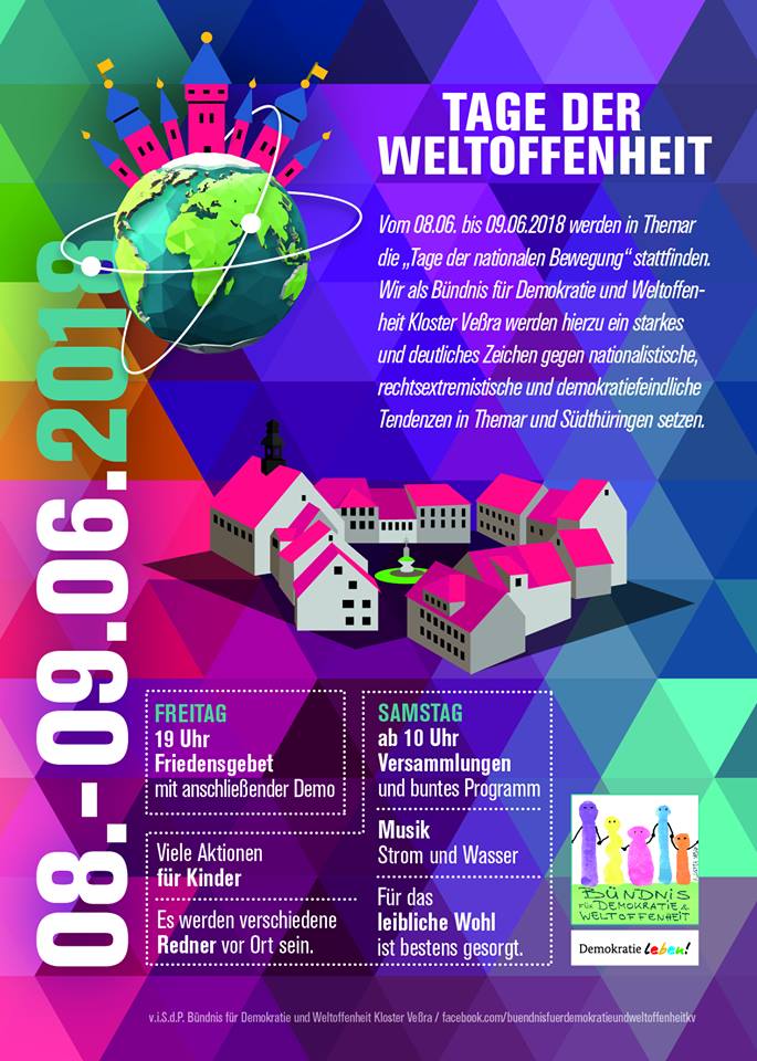 Flyer "Tage der Weltoffenheit", Quelle:  Bündnis für Demokratie und Weltoffenheit Kloster Veßra