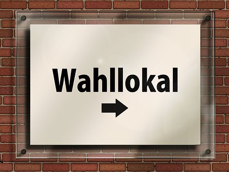 Wahllokal-Schild (Symbolbild), Quelle: Pixabay